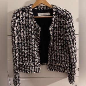 IRO Gonna Pearl Embellish Crop Tweed Jacket Wool Blend